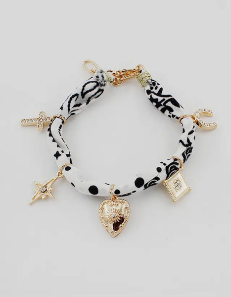 White Bandana Charm Bracelet