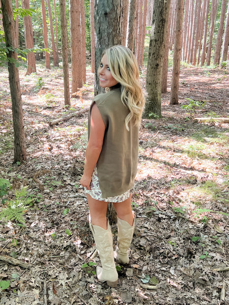 Olive High Low Pullover