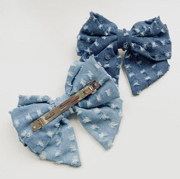 Distressed Bow Hair Clip