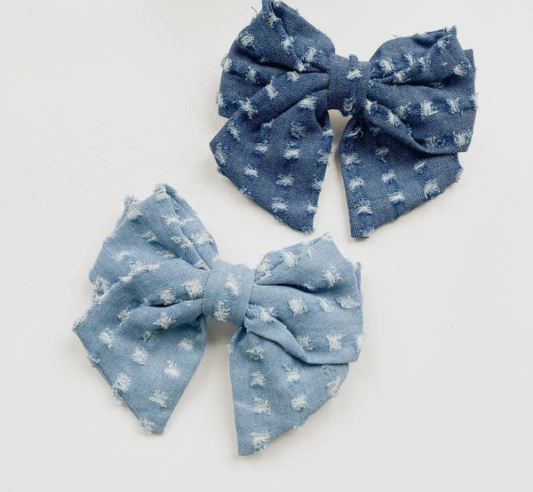 Distressed Bow Hair Clip