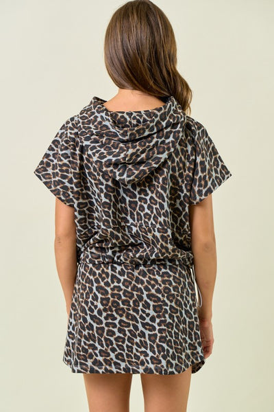 Leopard Drawstring Hoodie