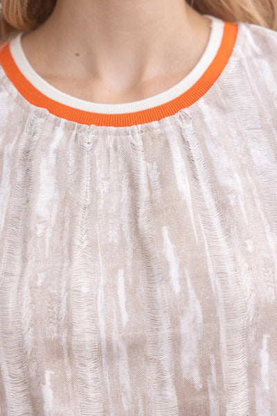 Orange Detail Distressed Top